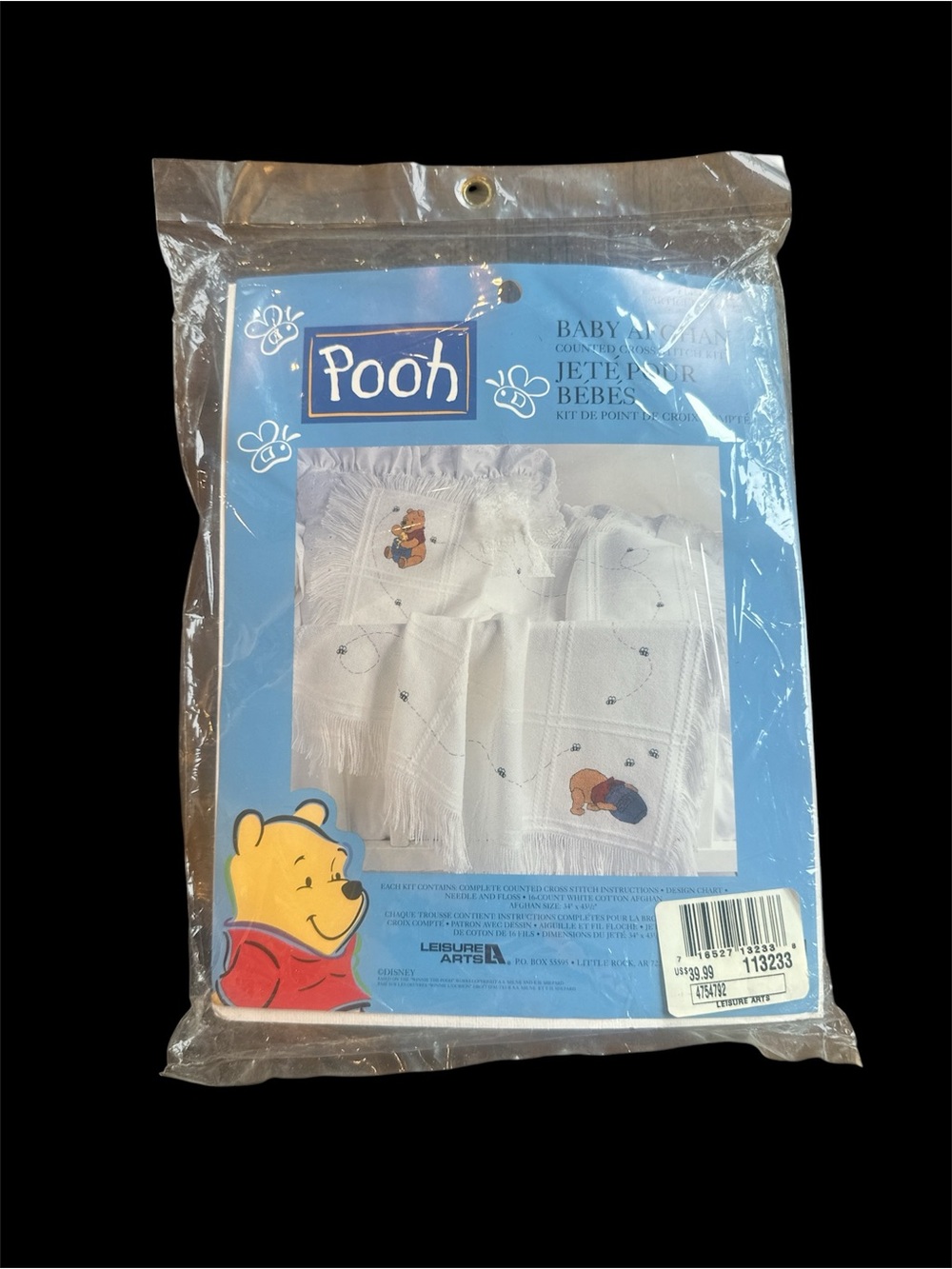 Leisure Arts "Winnie  The Pooh” Baby Afghan Counted Cross Stitch Kit 113233 NIP